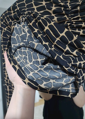 Kahverengi leopar Baskılı Drapeli Boğazlı Bluz - Görsel 6