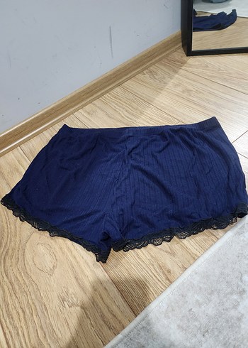 Lacivert Dantel Detaylı Mini Kadın Pijama Takımı - Görsel 4