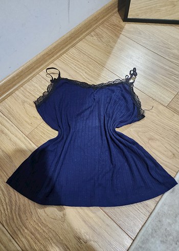 Lacivert Dantel Detaylı Mini Kadın Pijama Takımı - Görsel 2