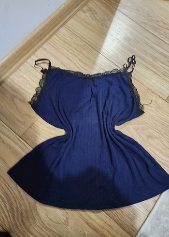 Lacivert Dantel Detaylı Mini Kadın Pijama Takımı - Görsel 3