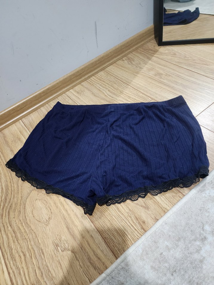 Lacivert Dantel Detaylı Mini Kadın Pijama Takımı - Görsel 4