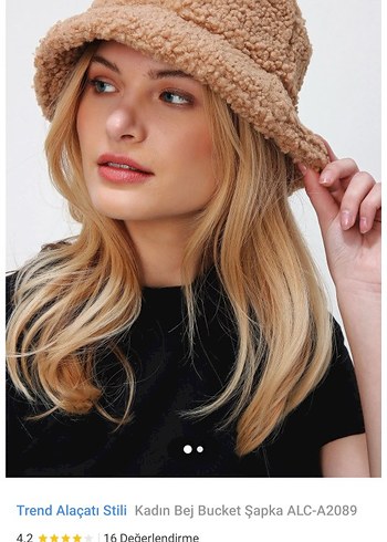 Bej Peluş Detaylı Bucket Şapka - Görsel 2