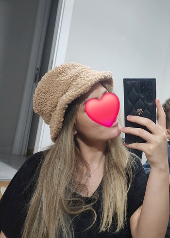 Bej Peluş Detaylı Bucket Şapka - Görsel 3