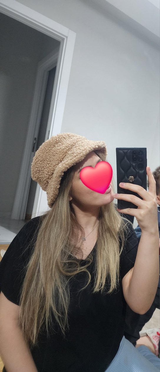 Bej Peluş Detaylı Bucket Şapka - Görsel 3