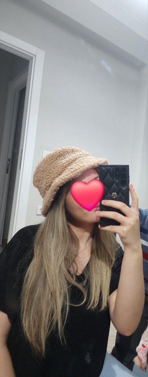 Bej Peluş Detaylı Bucket Şapka - Görsel 4
