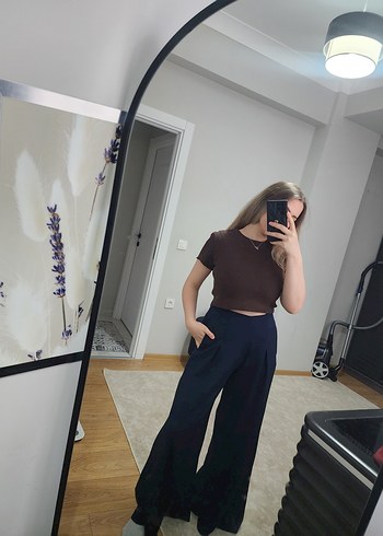 Kadın Kahverengi Bol Kesim Denim Pantolon - Görsel 2