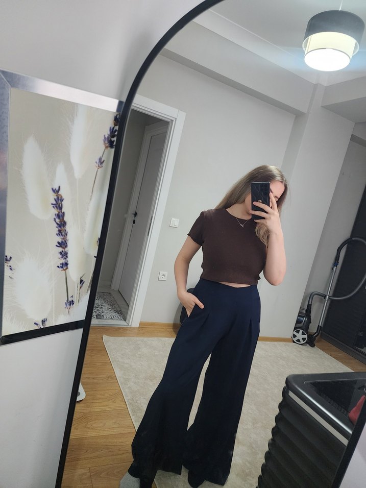 Kadın Kahverengi Bol Kesim Denim Pantolon - Görsel 2