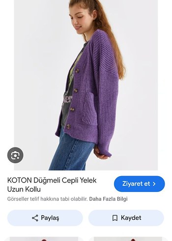 Mor Düğmeli Cepli Örgü Hırka - Görsel 2