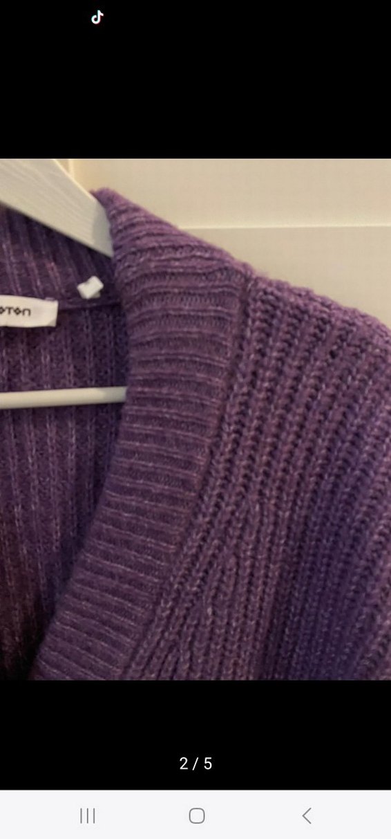 Mor Düğmeli Cepli Örgü Hırka - Görsel 4