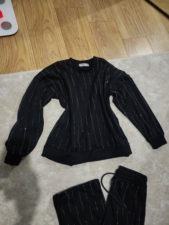 Kadın Siyah Payetli Zebra Desenli Eşofman - Görsel 5