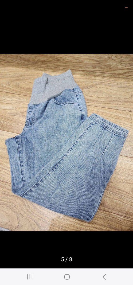 Gri Hamile Kot Pantolon - Rahat Kesim - Görsel 5