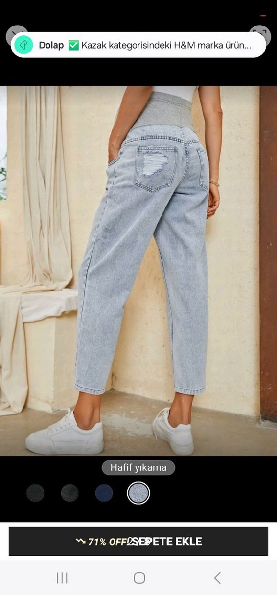 Gri Hamile Kot Pantolon - Rahat Kesim - Görsel 2