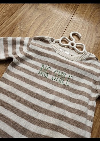 Uzun Kollu Kahverengi Triko Bebek Tulum - Görsel 2