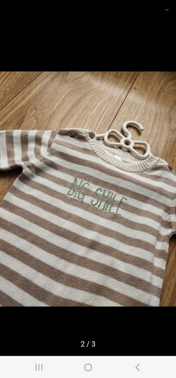 Uzun Kollu Kahverengi Triko Bebek Tulum - Görsel 2