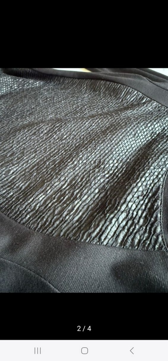 Yılan Desenli Drapeli Siyah Uzun Kollu Elbise - Görsel 4