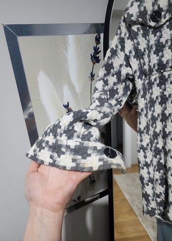 Gri Ekose Uzun Kollu Kadın Gömlek - Görsel 6