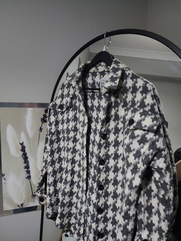 Gri Ekose Uzun Kollu Kadın Gömlek - Görsel 4