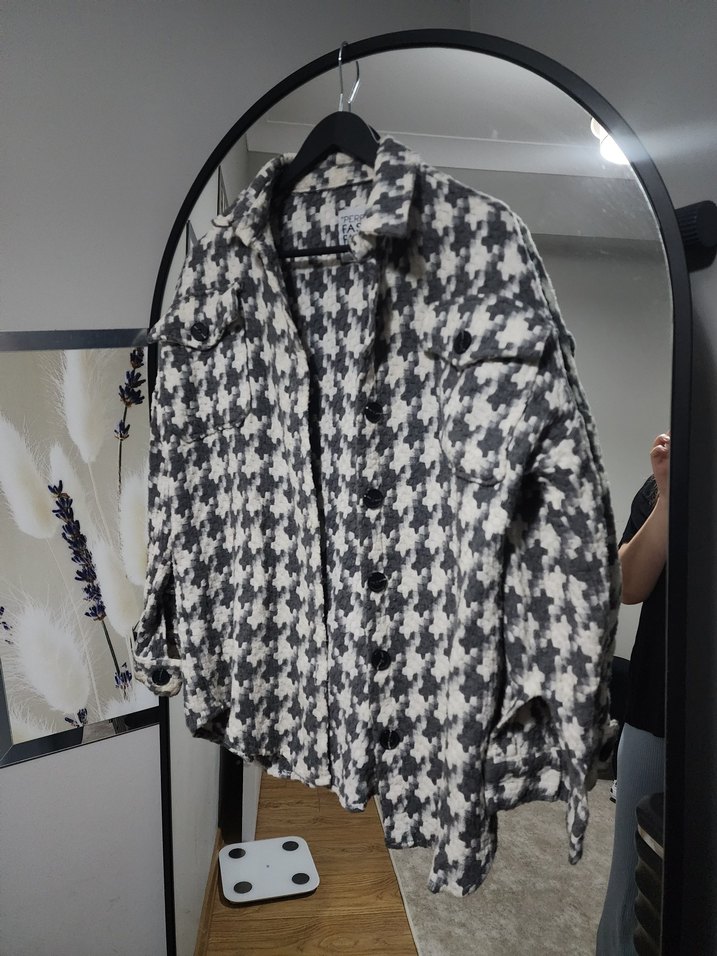 Gri Ekose Uzun Kollu Kadın Gömlek - Görsel 3