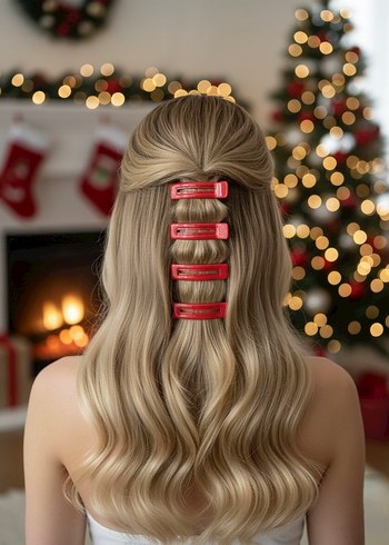 Kırmızı Nakışlı Fiyonk Toka Seti - Görsel 17