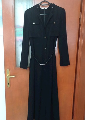 Siyah Kemerli Uzun Kadın ferace - Görsel 2