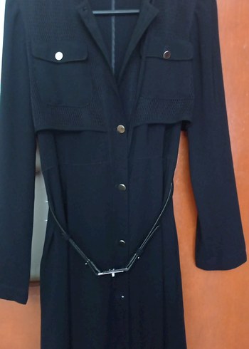 Siyah Kemerli Uzun Kadın ferace - Görsel 3