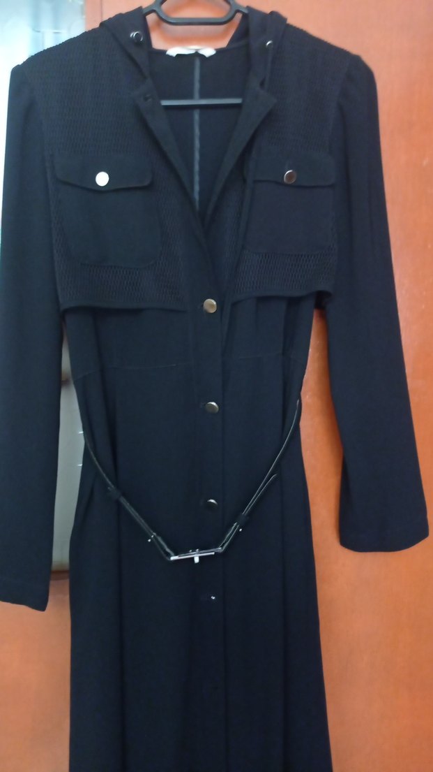 Siyah Kemerli Uzun Kadın ferace - Görsel 3