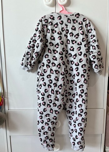 LC Waikiki Kız Çocuk Gri Leopar Desenli Polar Tulum