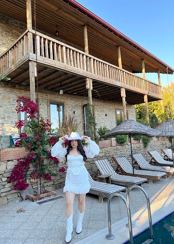 SAGAZA BEYAZ BRİDE MİNİ ELBİSE - Görsel 5