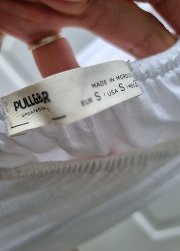 Pull and Bear Beyaz keten elbise
