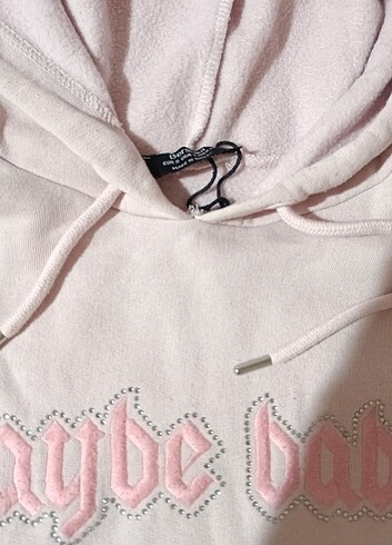 s Beden Bershka pembe kapüşonlu sweatshirt 