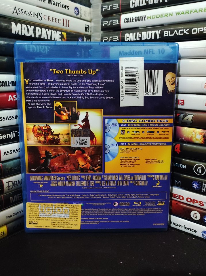 Puss in Boots 2D+3D Bluray Film - Görsel 3