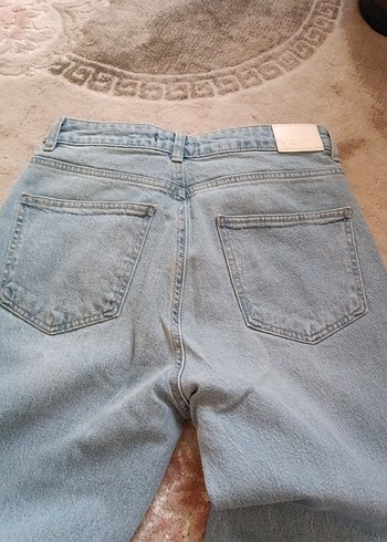 40 Beden mavi Renk Bol Kesim Kadın Denim Pantolon
