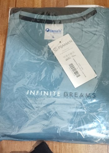 mavi Erkek Kısa Kollu Rahat Pijama Takımı - Görsel 2