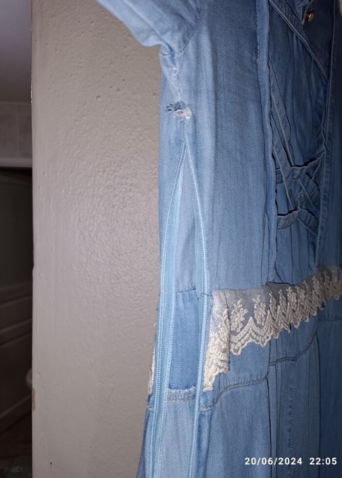 Uzun kot elbise - Görsel 4