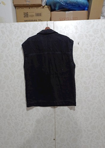 Düğmeli Siyah Kolsuz Kot Ceket - Görsel 4