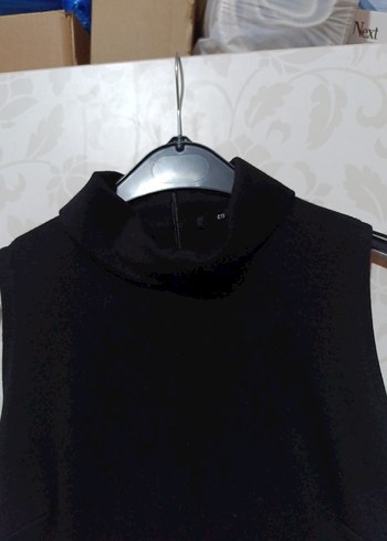 Siyah Yüksek Yakalı Midi Gösterişli Elbise - Görsel 3