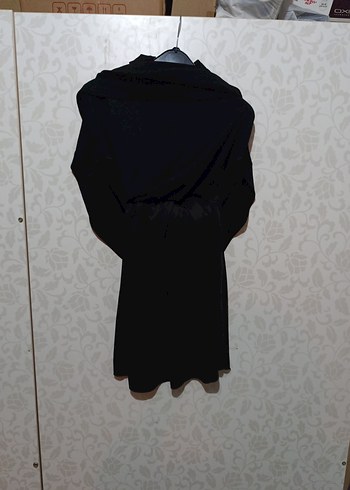 Siyah Yüksek Yakalı Midi Gösterişli Elbise - Görsel 8