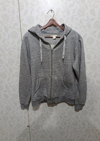 Gri Kapüşonlu Fermuarlı Sweatshirt - Görsel 3