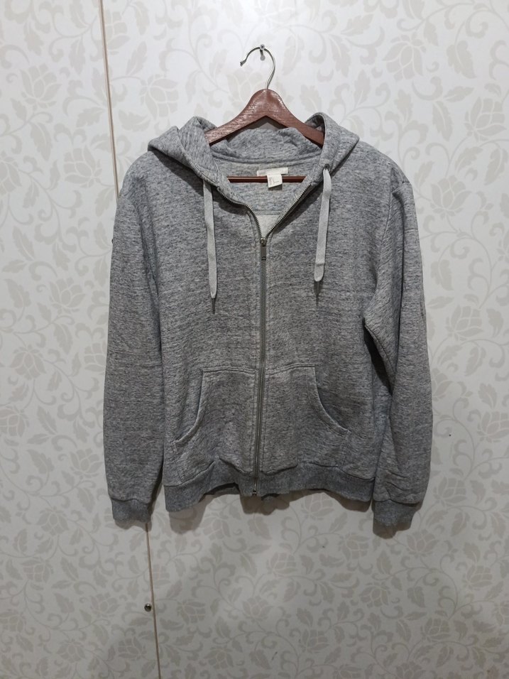 Gri Kapüşonlu Fermuarlı Sweatshirt - Görsel 3