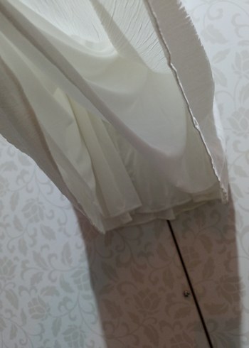 Beyaz Keten Midi Bohem Elbise - Görsel 4