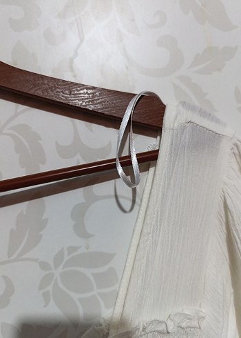 Beyaz Keten Midi Bohem Elbise - Görsel 6