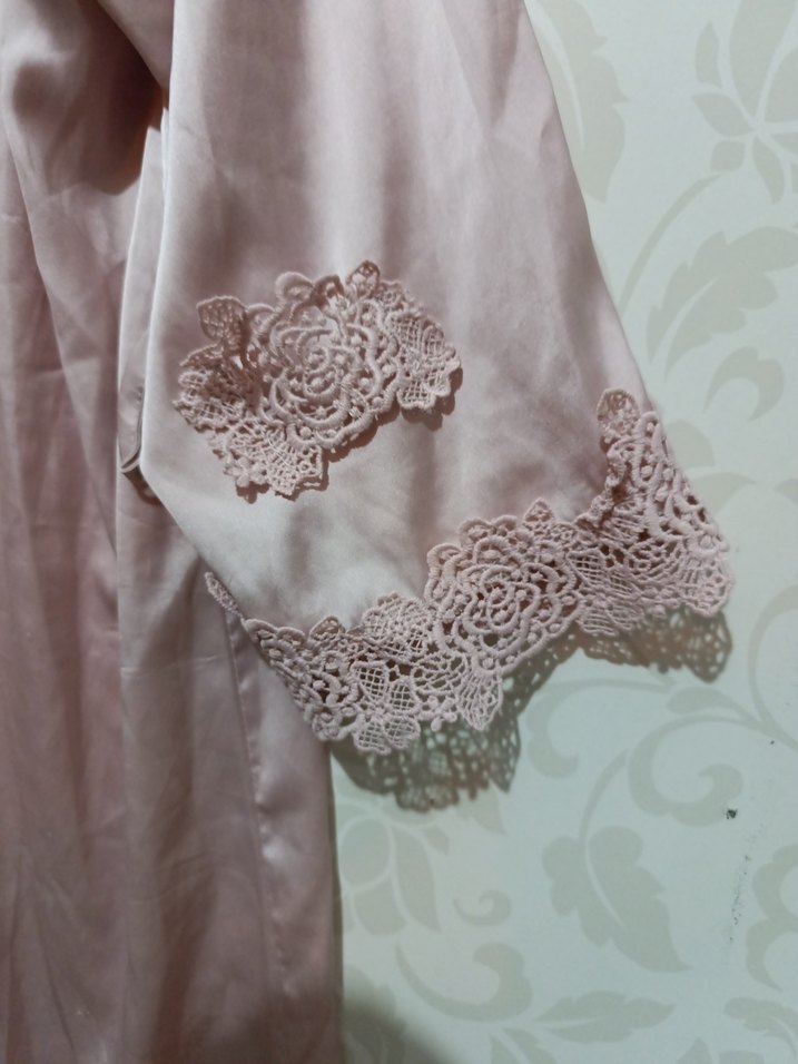 Bej Uzun Kollu Bohem Kadın Sabahlık - Görsel 2