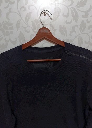 Siyah Kadın Süet Uzun Kollu Sweatshirt - Görsel 2