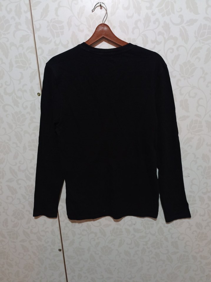 Siyah Kadın Süet Uzun Kollu Sweatshirt - Görsel 3