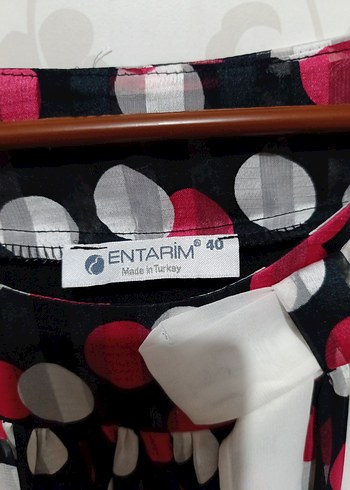 Renkli Puantiyeli Kısa Kollu Kadın Bluz - Görsel 2