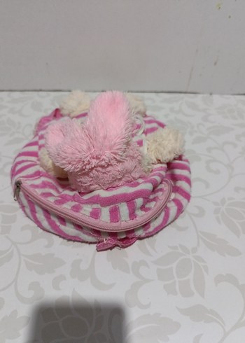 Pembe Çizgili Peluş Tavşan Sırt Çantası - Görsel 4