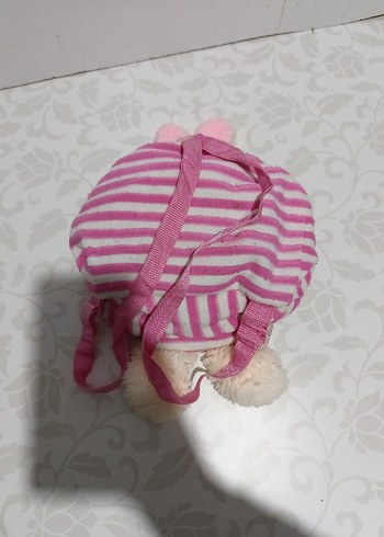 Pembe Çizgili Peluş Tavşan Sırt Çantası - Görsel 3