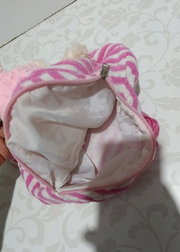 Pembe Çizgili Peluş Tavşan Sırt Çantası - Görsel 5