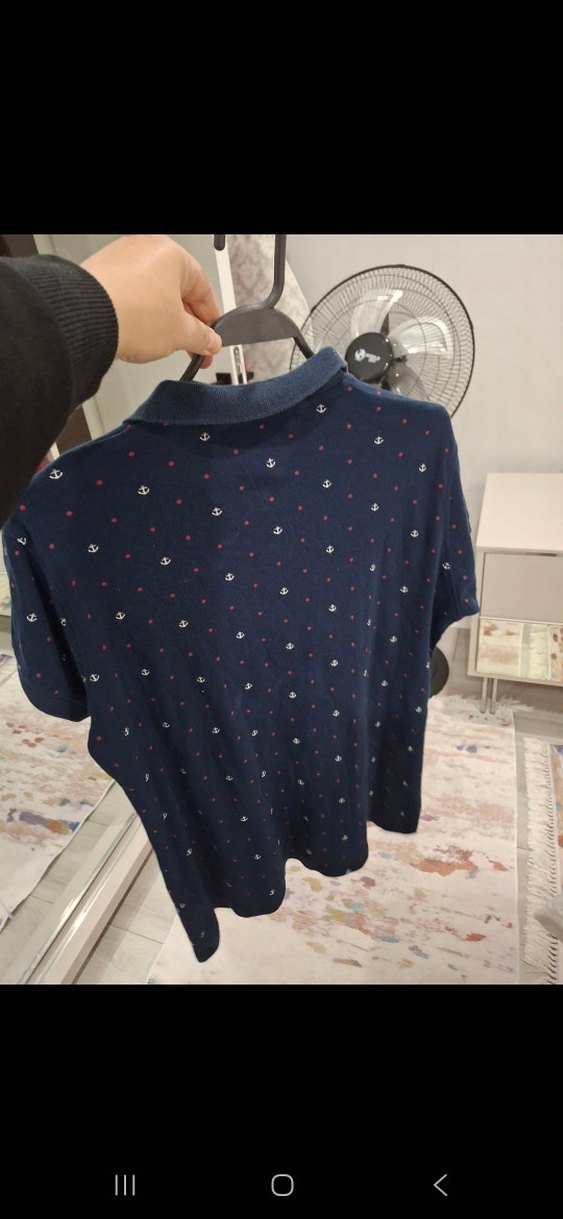 Erkek Lacivert Desenli Kısa Kollu Polo Tişört - Görsel 2