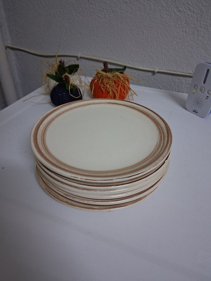 Bej Çizgili 6lı Pasta Tabak Seti - Görsel 2